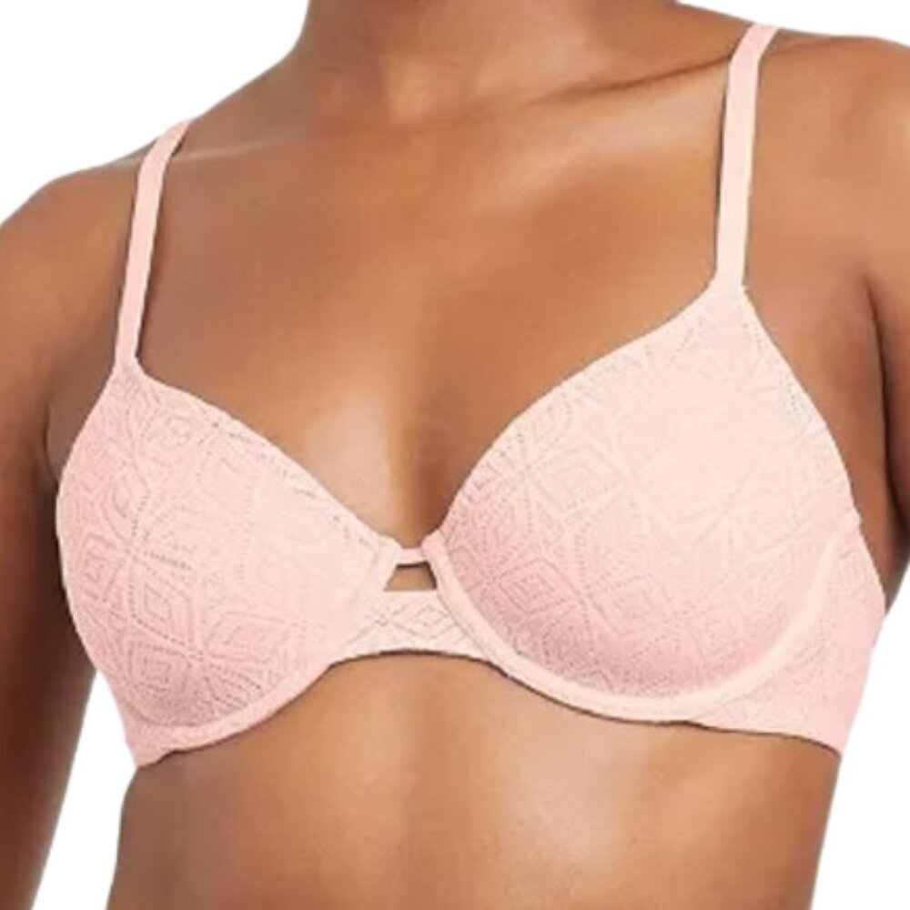 Women's Auden Pink Unlined Demi Coverage Underwire Lace Bra 32B NWT